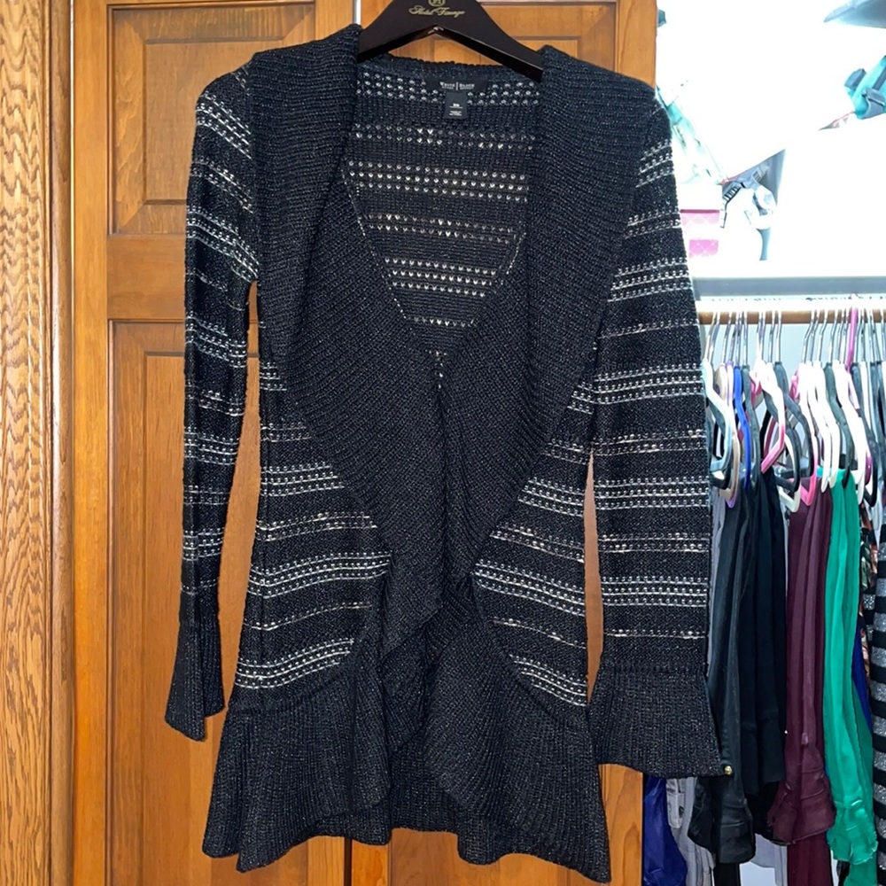 Black with thin white stripes cardigan